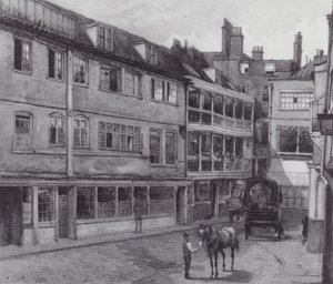 Lost London: George Inns gård, Borough (litografi) av John Crowther