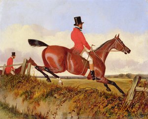 Foxhunting: Clearing a Bank, ca 1840 (olja ombord)