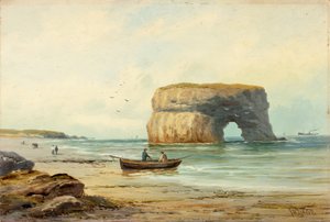 Marsden Rock, ca 1885-1910 (olja ombord) av John Davison Liddell