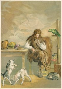 Scen från Robinson Crusoe av Daniel Defoe, 1892