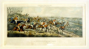 A Struggle for a Start, The Leicestershires, graverad av Henry Alken (1785-1851) 1825 (färgstick) av John Dean (after) Paul