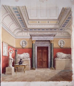 Skulpturgalleriet, norra änden, ca 1870 (akvarell på papper) av John Dibblee Crace