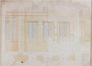 Holme Eden (penna och bläck och tvätt (blått och brunt) på papper (på papper och grått))