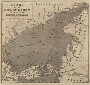 Karta över Azoffhavet och Kertch- och Yenikalesundet av John Dower