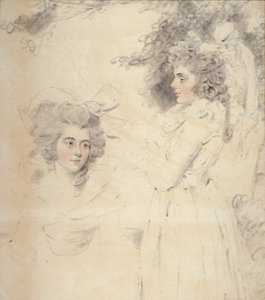 Porträtt av Georgiana, hertiginnan av Devonshire och Lady Elizabeth Foster (akvarell och penna på papper)
