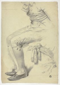 Sittande figur och skiss av skärp knutet runt torso av John Downman