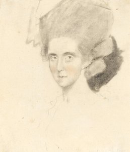 Grevinnan av Strathmore, 1781 (penna med svarta och röda krita på papper)