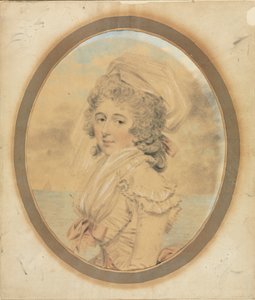 Ung dam med en rosa rosett på hennes liv, 1792.