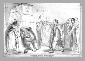 En oförskämd design för en storslagen historisk bild av Caesars död, 1836.