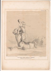 Spotprent träffade Lord Bentinck som kentaur Nessus Kentauren Nessus bär bort Deianira. Föreslagen av den välkända bilden av Guido (titel på objekt) HB Sketches (serietitel på objekt) av John Doyle