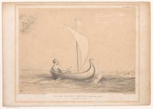 Spotprent träffade Lord Russell i en känga Segling för vinden, Med Breakers framåt. En smal flykt (titel på objekt) HB Sketches (serietitel på objekt) av John Doyle