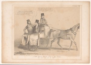 Spotprent träffade Russell, Inglis och Bentinck Ett nytt sätt att köra över en gammal väg; Nu tyvärr! Tyvärr ur funktion (titel på objekt) HB Sketches (serietitel på objekt) av John Doyle