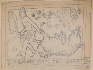 Diarmuid Slays the Boar (penna)