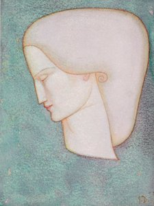 Kvinnligt huvud (akvarell) av John Duncan