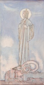 St George and the Dragon (penna och bläck) av John Duncan