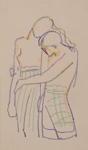 Utan titel [Naoise och Deirdre] (penna) av John Duncan