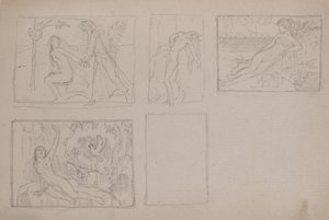 Untitled [Nakenfigurer i ett landskap (penna) av John Duncan