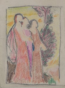 Untitled [Tre figurer] (penna) av John Duncan