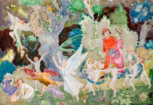 Yorinda och Yoringel i häxskogen (akvarell) av John Duncan