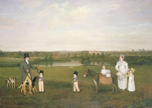 William Hetton Cooke med sin fru och barn på Worleston Rookery, Chester av John E. Ferneley