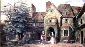 Stoke House exteriör, med figurer