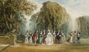 Introduktionen: Eleganta figurer i en trädgård, 1870