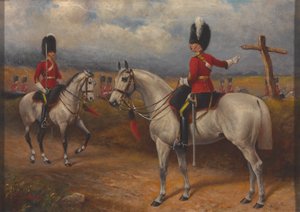 Två beridna officerare från 2nd Dragons (Royal Scots Greys) av John Edward Chapman Mathews