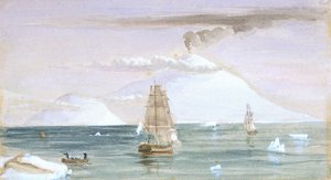Beaufort Island och Mount Erebus. Upptäckt 28 januari 1841 av John Edward Davis