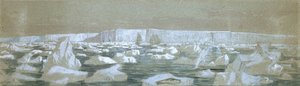 Del av södra polarbarriären, 2 februari 1841 (akvarell) av John Edward Davis