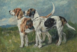 Par av Foxhounds, 1900 (bräda)