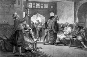 En frisörsalong i Tunis, 1875.