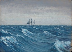 Ett segelfartyg, sent 1800-tal - mitten av 1900-talet (olja på papper) av John Everett