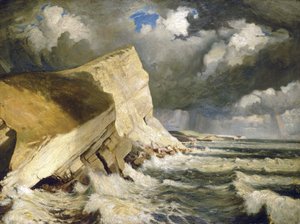 Lulworth Creek, i Dorset (England). Olja på duk av Herbert Barnard John Everett (1876-1949) av John Everett