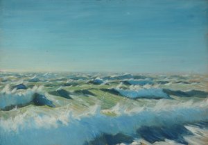Havslandskap, slutet av 1800-talet - mitten av 1900-talet (olja på papper) av John Everett