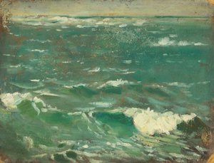 Havslandskap, ca 1909 (olja på massakartong) av John Everett