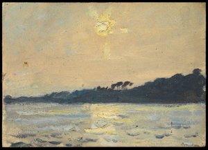 Havslandskap, tidigt till mitten av 1900-talet (olja på papper) av John Everett