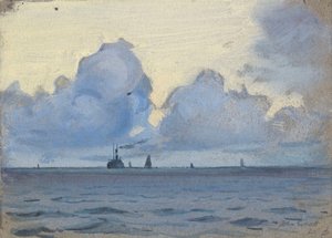 Havslandskap, slutet av 1800-talet - mitten av 1900-talet (akvarell, gouache, grafit, papper) av John Everett