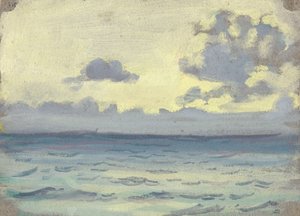 Havslandskap, fartyg på en lugn horisont, slutet av 1800-talet - mitten av 1900-talet (akvarell, grafit, papper) av John Everett
