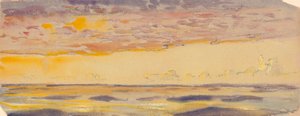 Havslandskap, gult hav och lila moln, sent 1800-tal - mitten av 1900-talet (akvarell, pastell) av John Everett