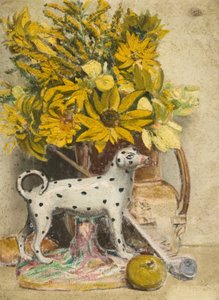 Stilleben (fläckig hund) (olja ombord)