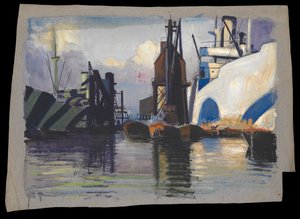 Utsikt över en hamn av John Everett