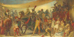 Riddare förbereder sig för en turnering av John Everett Millais