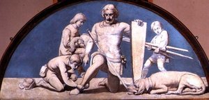Manhood, lunett från en serie om sex, ca 1847 (olja på duk) av John Everett Millais