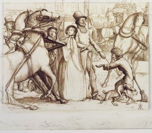 The Blind Man, 1853 (penna, bläck, tvätt och grafit på vävt papper) av John Everett Millais