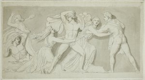 Amphion och Zethus befriar sin mor Antiope från Dirces och Lycus raseri av John Flaxman