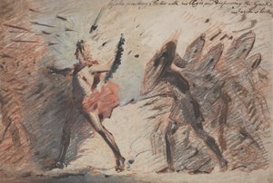 Apollo föregår Hector med sina aegis och skingra grekerna, Fuselis föreläsningar av John Flaxman
