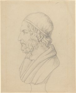 Klassisk porträttbyst av en skäggig man av John Flaxman
