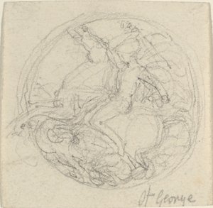 Design för en medalj som representerar Saint George and the Dragon av John Flaxman