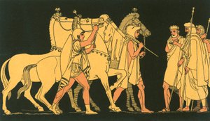 Diomed och Ulysses, återvänder med bytet från Rhesus av John Flaxman