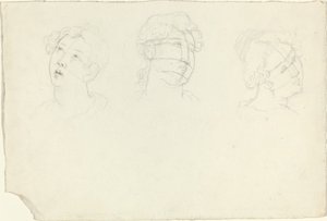 Huvud för Maria Magdalena och två heliga (?) av John Flaxman